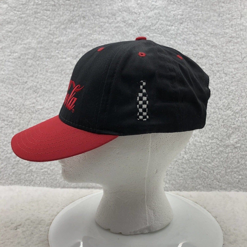 VTG Coca Cola Baseball Hat‎ Dad Cap USA Made Black Red Soda Checkered Bottle - Picture 2 of 6
